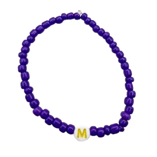 Purple Beaded Bracelet with White Pearl Accents