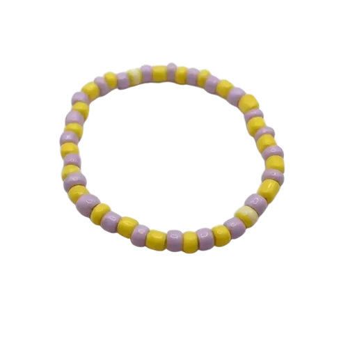 Purple and Yellow Beaded Bracelet