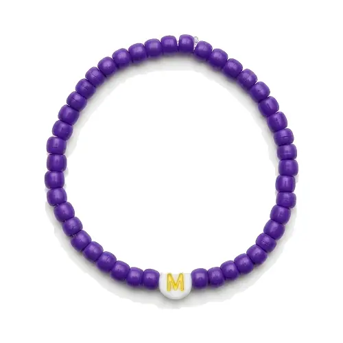 Purple M Initial Beaded B...