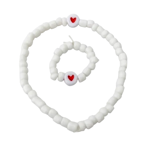 White Beaded Bracelet & N...