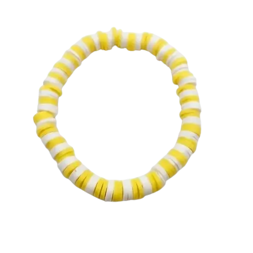 Yellow and White Flat-Bead Bracelet
