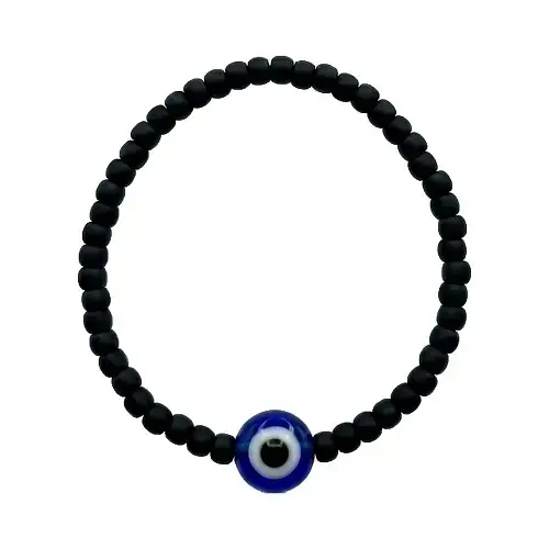 Black Beaded Evil Eye Bracelet